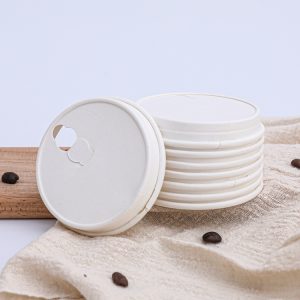 compostable white kraft lock back flat paper lid