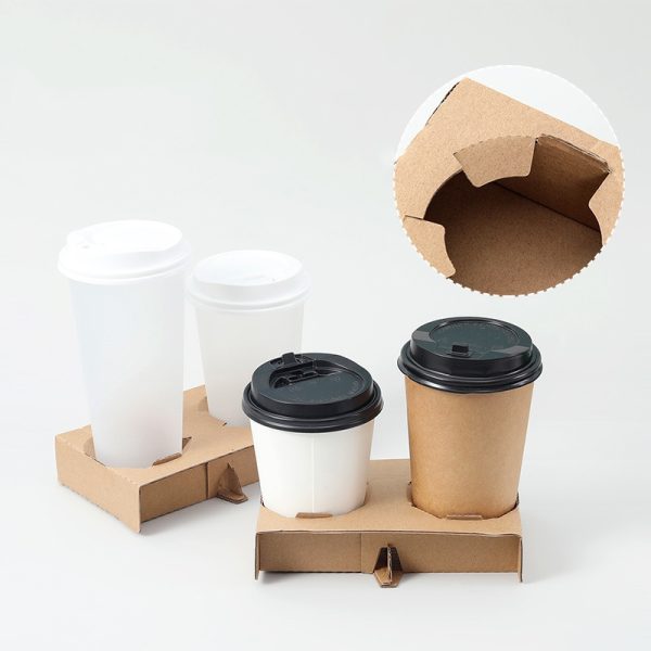 disposable take out 2 cup 4 cup carrier tray holder for coffee shop