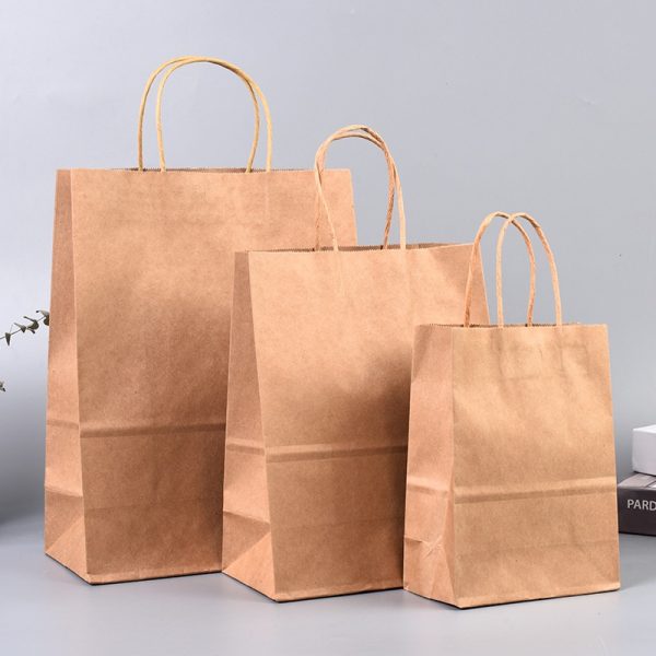 customized kraft white brown shopping paper bags with handle