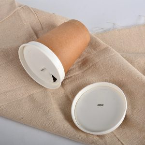 compostable white tear back flat paper lid for 8oz 12oz 16oz