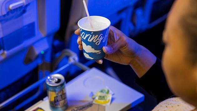 fsc certified paper cups have replaced plastic cups as part of alaska airlines' sustainability initiatives photo via alaska airlines
